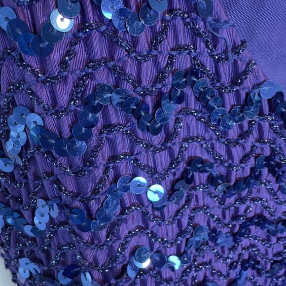 Vintage Purple Sequin Zigzag Mini Dress 11/12 Party Prom Glam 90s - Picture 9 of 10